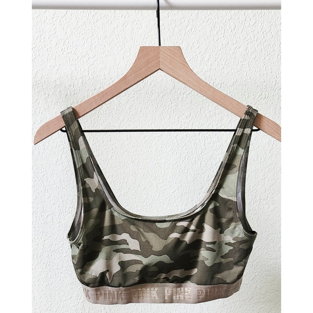 PINK ULTIMATE: camo unlined sports bra